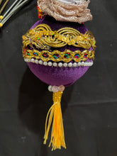 Load image into Gallery viewer, Christmas tree velvet sphere ornament set #10, handmade
