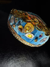 Load image into Gallery viewer, Headband blue and gold - modern headpiece, handmade