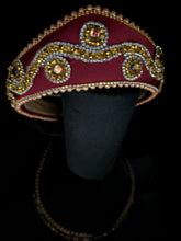 Load image into Gallery viewer, Headband - Ruby tiara with gold wave, modern headpiece, handmade