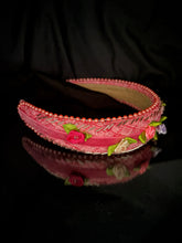 Load image into Gallery viewer, Headband - Pink with roses, modern headpiece, handmade