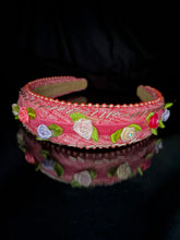 Load image into Gallery viewer, Headband - Pink with roses, modern headpiece, handmade