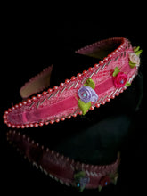 Load image into Gallery viewer, Headband - Pink with roses, modern headpiece, handmade