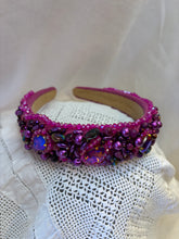 Load image into Gallery viewer, Headband - Fuchsia with various beads and stones, modern headpiece, handmade