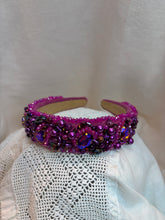 Load image into Gallery viewer, Headband - Fuchsia with various beads and stones, modern headpiece, handmade