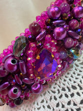 Load image into Gallery viewer, Headband - Fuchsia with various beads and stones, modern headpiece, handmade