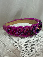 Load image into Gallery viewer, Headband - Fuchsia with various beads and stones, modern headpiece, handmade