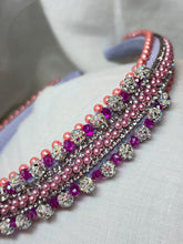 Load image into Gallery viewer, Headband - Narrow pink with round sparkling beads, modern headpiece, handmade