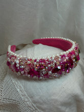Load image into Gallery viewer, Headband - Pink with various beads, stones and pearls, modern headpiece, handmade
