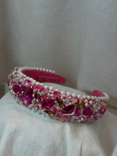 Load image into Gallery viewer, Headband - Pink with various beads, stones and pearls, modern headpiece, handmade