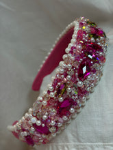 Load image into Gallery viewer, Headband - Pink with various beads, stones and pearls, modern headpiece, handmade