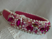 Load image into Gallery viewer, Headband - Pink with various beads, stones and pearls, modern headpiece, handmade