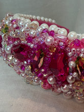 Load image into Gallery viewer, Headband - Pink with various beads, stones and pearls, modern headpiece, handmade