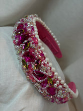 Load image into Gallery viewer, Headband - Pink with various beads, stones and pearls, modern headpiece, handmade