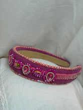 Load image into Gallery viewer, Headband - Pink with glass stones and pearls, modern headpiece, handmade