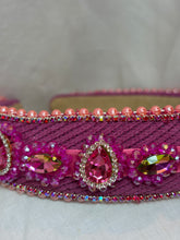 Load image into Gallery viewer, Headband - Pink with glass stones and pearls, modern headpiece, handmade