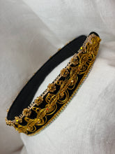 Load image into Gallery viewer, Headband - Golden with sparkling beads, modern headpiece, handmade