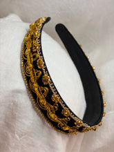 Load image into Gallery viewer, Headband - Golden with sparkling beads, modern headpiece, handmade