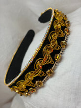 Load image into Gallery viewer, Headband - Golden with sparkling beads, modern headpiece, handmade
