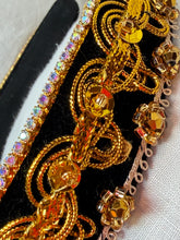 Load image into Gallery viewer, Headband - Golden with sparkling beads, modern headpiece, handmade