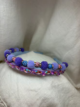 Load image into Gallery viewer, Headband - Narrow purple with puffs and stones, modern headpiece, handmade