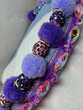 Load image into Gallery viewer, Headband - Narrow purple with puffs and stones, modern headpiece, handmade