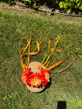 Load image into Gallery viewer, Headband - Red Peony flowers with ribbons, modern headpiece, handmade