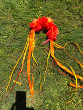 Load image into Gallery viewer, Headband - Red Peony flowers with ribbons, modern headpiece, handmade