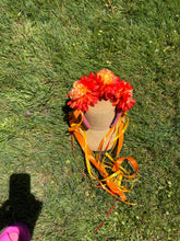 Load image into Gallery viewer, Headband - Red Peony flowers with ribbons, modern headpiece, handmade