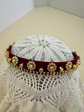 Load image into Gallery viewer, Headband - Red with yellow sparkling flowers, modern headpiece, handmade