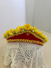 Load image into Gallery viewer, Headband - Red tiara with yellow flowers, modern headpiece, handmade