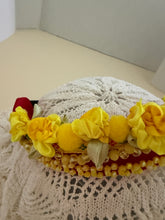 Load image into Gallery viewer, Headband - Red tiara with yellow flowers, modern headpiece, handmade