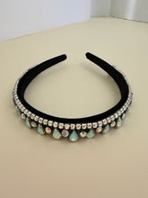 Load image into Gallery viewer, Headband - Black with Christal drops, modern headpiece, handmade