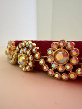 Load image into Gallery viewer, Headband - Red with yellow sparkling flowers, waved, modern headpiece, handmade
