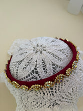 Load image into Gallery viewer, Headband - Red with yellow sparkling flowers, waved, modern headpiece, handmade