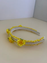 Load image into Gallery viewer, Headband - Yellow with yellow roses, modern headpiece, handmade