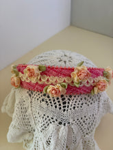 Load image into Gallery viewer, Headband - Pink with white roses, modern headpiece, handmade