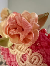 Load image into Gallery viewer, Headband - Pink with white roses, modern headpiece, handmade