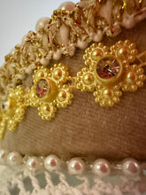 Load image into Gallery viewer, Headband - Beige tiara with medallion, crystals and pearls, modern headpiece, handmade