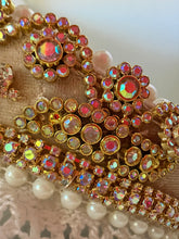 Load image into Gallery viewer, Headband - Beige tiara with crystals and pearls, modern headpiece, handmade