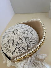 Load image into Gallery viewer, Headband - Beige tiara with crystals and pearls, modern headpiece, handmade