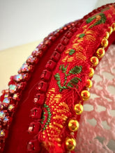 Load image into Gallery viewer, Headband - Red tiara with 3 golden crystals, modern headpiece, handmade