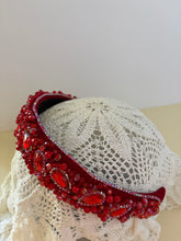 Load image into Gallery viewer, Headband - Red with red Christal leaves, modern headpiece, handmade