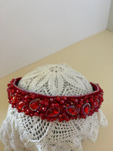 Load image into Gallery viewer, Headband - Red with red Christal leaves, modern headpiece, handmade