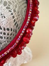 Load image into Gallery viewer, Headband - Red with red Christal leaves, modern headpiece, handmade