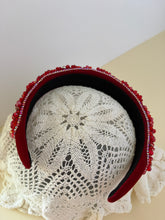 Load image into Gallery viewer, Headband - Red with red Christal leaves, modern headpiece, handmade