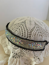 Load image into Gallery viewer, Head ribbon with white crystals - modern headpiece, handmade