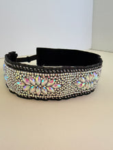Load image into Gallery viewer, Head ribbon with white crystals - modern headpiece, handmade