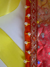 Load image into Gallery viewer, Povyazka, orange with white flowers - modern headpiece, handmade