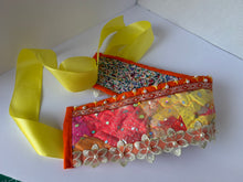 Load image into Gallery viewer, Povyazka, orange with white flowers - modern headpiece, handmade