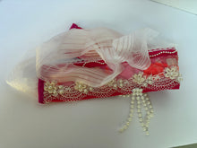Load image into Gallery viewer, Povyazka, pink with ribbon flowers and pearls - modern headpiece, handmade